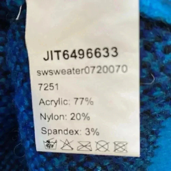 SHEIN Oversized Sweater Crewneck Pullover Flame Print Black Blue Size Small - Picture 13 of 16